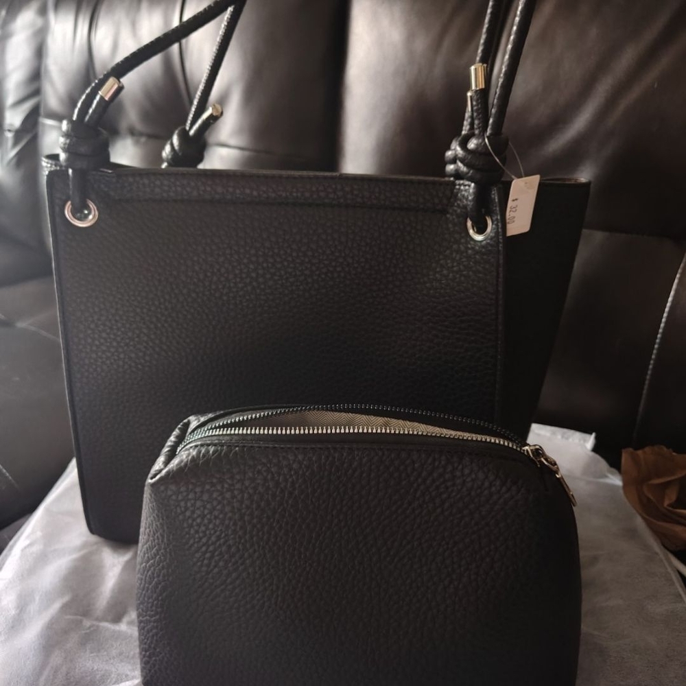 Elegant Black Tote and Pouch Set